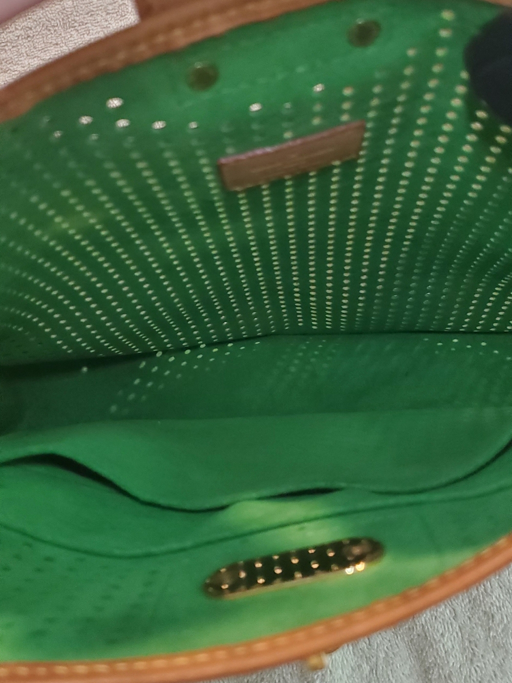Louis Vuitton Brown & Green Perforated Monogram Shoulder Bag - Picture 3 of 12